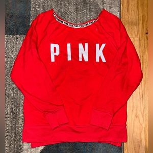Victorias Secret PINK bright red off the shoulder sweatshirt ❤️